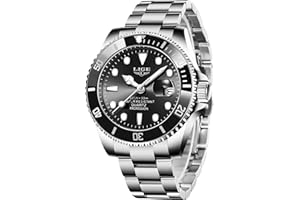 LIGE Montre Homme, Montres Bracelet Quartz Analogique, Acier Inoxydable, étanche 3 ATM （30M）, Aiguilles Lumineuses, Affichage de la Date, Classique, élégant, Décontracté