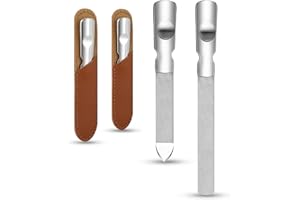Aeaocvo Lot de 2 limes à ongles double face en acier inoxydable - Lime à ongles professionnelle avec poignée antidérapante et étui en cuir - Lime à ongles de qualité supérieure pour homme et femme -