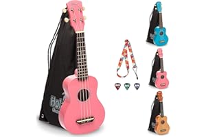 Miloll Premium Ukulele for Beginners – Quality Maple Body with Aquila Super Nylgut Strings – Complete Set with Accessories(Pink)