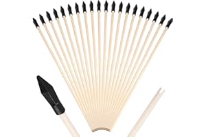 BEHOGAN 20er Pack Holzpfeile, 45cm Bambus Ersatzpfeile mit Gummispitze zum Schießpfeile, Hohe Sicherheit Holzpfeile für Bogenschießen für Anfänger Pfeil, Bogen Zielübung, Schießbogen Outdoor und Topf werfen
