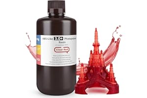 ELEGOO Resina ABS-Like 3.0 Plus 3.0+, Resina para Impresora 3D con Alta Dureza y Tenacidad, Resina Fotopolímera de Curado Rápido UV 405nm, Resina 3D para Impresión 3D LCD/DLP, Rojo Claro 1000G