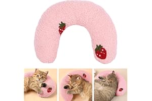 Fnaobai Pet Small Pillows for Small Dogs Cat U-Shaped Puppy Neck Pillow for Indoor Improve Relief Sleeping Machine Washable (Pink)