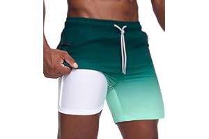 Danfiki Bañador Hombre Shorts de Baño Shorts de Playa Short de Verano 2 en 1 con Forro de Compresión y Malla Secado Rápido para Vacaciones