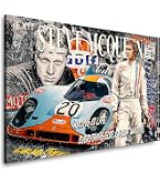 Tableau Pop Art Steve McQueen Porsche Sur Toile Avec Cadre - Décoration Murale Moderne