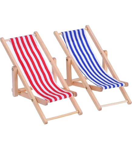 Chaise Pliante Miniature De Plage Rouge – Micro Paysage, Déco Maison De Poupée – 17x11,6 Cm – Matériau Plastique/tissu