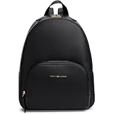 Tommy Hilfiger Sırt &Ccedil;antası Th Metalik Logo Detaylı Pebble, Tek Ebat, AW0AW18118BDS, Black, kadın
