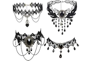 EIROVYA Set of 4 vampire necklaces, vampire jewellery, gothic choker, gothic necklace, choker necklace women