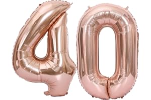 HPNPARTY luftballon 40 jahre | Roségold 40 ballons-40"-101cm 40 Geburtstagsdeko -40 Folienballon Zahl Deko zum Geburtstag fliegt mit Helium 40 Geburtstag für Männer Frauen 40 Geburtstagsparty Jubiläum