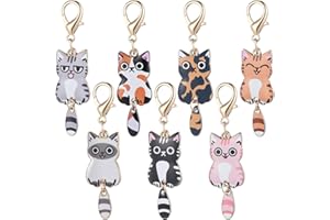 Nogeqi Lot de 7 porte-clés chat - Petit chaton mignon - Pendentif de sac - Cadeau pour les amoureux des chats - Cadeau d'anniversaire pour elle et lui - Meilleure amie