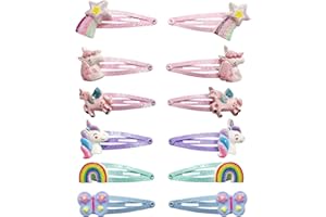 Simsky Lot de 12 barrettes à cheveux pour enfant fille – Barrettes à cheveux licorne pour filles scintillantes – Barrettes à cheveux pour enfants filles
