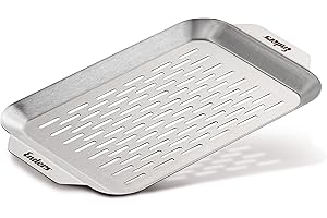 Enders® Grillschale, aus Edelstahl, zartes Grillgut wie Fisch oder empfindliches Fleisch, Grillzubehör,B32 x T19 x H1,5 cm #8804, Silber