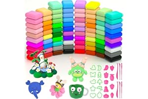 AUAUY Air Dry Clay, 84 sztuk ultralekkiej gliny modelarskiej z 6 narzędziami do rzeźbienia i 19 foremkami, samoutwardzalna glina, nietoksyczna magiczna masa plastyczna, najlepsze prezenty dla dzieci