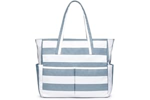 oscaurt Large Beach Bag with 8 Pockets, Waterproof Beach Bags for Women, Sandproof Summer Beach Tote Bag Holiday Essentials Shopping Bag Travel Bag Handbags for Pool Gym