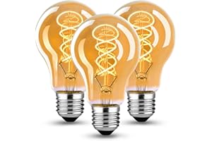 KANQIAO Edison Vintage Żarówka E27, E27 LED Vintage ściemnialna 4W Żarówka E27 Led Ciepła Biała Edison Żarówka E27 Vintage Idealna do oświetlenia retro w domowej kawiarni Bar, bursztynowe szkło - 3 sztuki