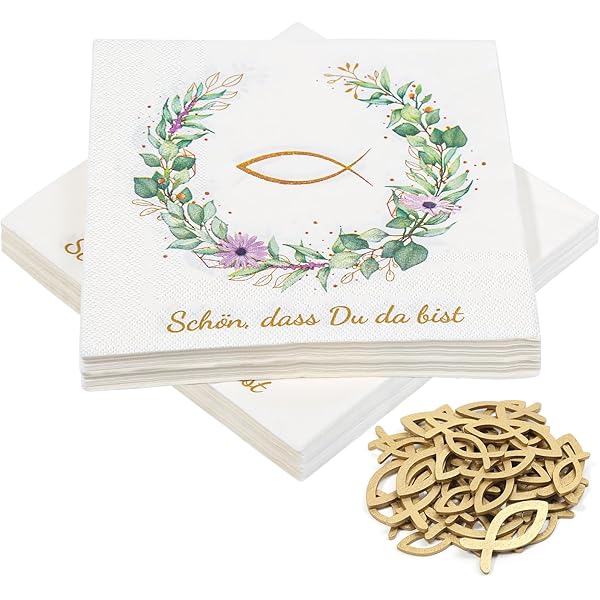 Lot De 20 Serviettes Poisson Autour De L'eucalyptus Rose - Pour