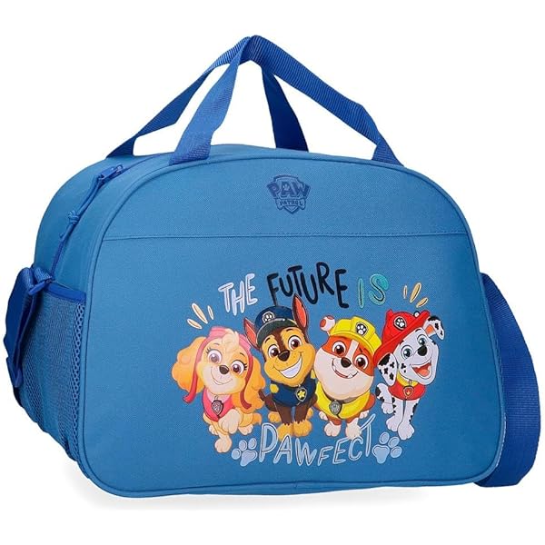 Paw Patrol Sporttas voor Jongens 3 4 5 6 Jaar - Blauwe Weekendtas Reistas voor Kinderen Kleuterschool - Gymtas Kindertas Gym Zwembad - Schoudertas met Marshall Chase Rubble - 28x41x21 cm - Perletti