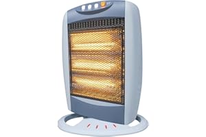 BARGAINS-GALORE 1200W Halogen Heater - Instant Heat With 3 Settings | Ideal For Winter - Home, Office, Living Room, Caravan, Garages | Warm Oscillating Function Watt 3 Bars, Free Standing, Resistant Base & Compact