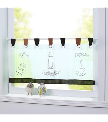 heimtexland ® Vitrage jacquard bloemen boog rand gordijn wit raamdecoratie bistrogordijn type 261 HxB 30 x 100 cm