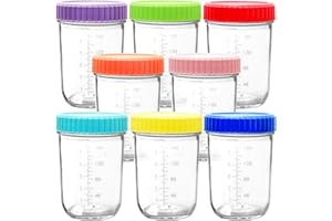 Youngever 8er Set 250ML Behälter für Babynahrung aus Glas, Babynahrungsbehälter, Glas Babynahrung (Rainbow)