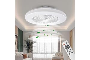 ‎BKZO BKZO Moderne LED-Deckenleuchte mit Ventilator, Deckenventilator mit Lampe, 24 Ventilationsgeschwindigkeiten, stufenlos dimmbares Licht für Wohnzimmer, Schlafzimmer, Büro, 3000-5500 K, (weißer)