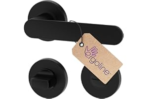 ERGO line PRIMA Schwarz Türbeschlag Türgriff für Badtüren WC, Rund-Rosette, Drückergarnitur, Türbeschlag, Schwarz Türklinke, Türdrücker