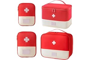 CHENKEE 4 Stück Medikamententasche, Tragbar Medikamententasche, Große Kapazität Medizinische Notfalltasche, Reiseapotheke Tasche Wasserdicht, Medikament Tasche für Home Office Reisen(Rot)