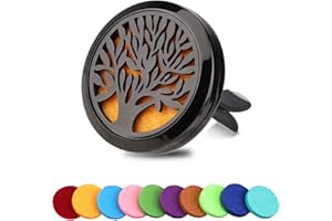 OOTSR Auto Aromatherapie Ätherisches Öl Diffusor, Edelstahl Lufterfrischer Vent Clip Medaillon mit 10Stk Ersatz Filz Pad für Auto, Wohnzimmer, Büro