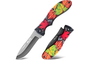 Plys Navaja de bolsillo pequeña navaja plegable corte de cuerda patrón de hoja de arce rojo