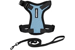 Voyager Step-in Lock - Arnés Ajustable para Gatos Conjunto de Correa para Gatos con Mango de Neopreno de 1,5 m. Compatible con Gatos de Razas pequeñas, Medianas y Grandes de Best Pet Supplies - Azul