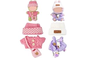 UHETLET 6 Pezzi Abbigliamento per Peluche da 17cm Vestiti per Bambola di Peluche Abbigliamento Maglione per Bambole Rosa e Viola per Regalo Creativo per Bambini (Bambole Non Incluse)