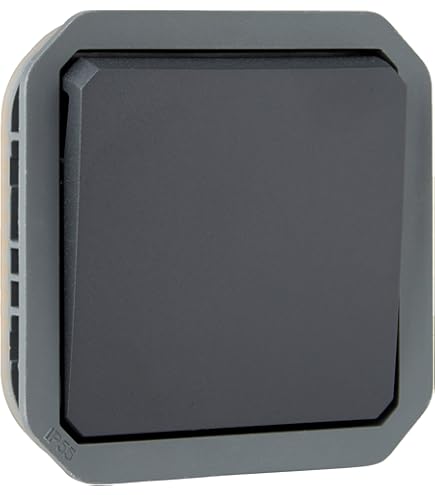 Double Interrupteur Ou Va-et-vient étanche Pour Volets Roulants Plexo Composable Ip55 10a 250v Gris 069538