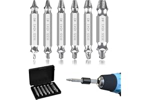 ChAusa Extracteur de Vis Suite, 6 Pièces Extracteur de Vis, D'Extraction De Vis À Dénuder avec Support de Perceuse Magnétique, Utilisé Pour Retirer Les Vis Dénudées Et Les Vis Cassées(Argent)
