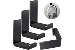 Weewooday 4 Pieces Headphone Hanger Holder Desk Adhesive Headphone Hook Wall Mount Headset Stand Acrylic Holder with Glues for General Purpose Game Earphone(Black)