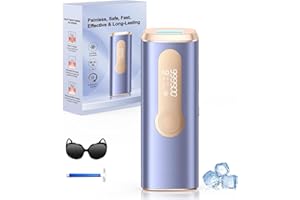 ZKMAGIC IPL Epilatore Luce Pulsata di Ghiaccio, 3 Funzioni Avanzate HR/SC/RA, 9 Livelli di Energia, Luce Pulsata dei per Corpo, Gambe, Ascelle