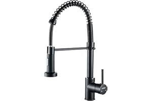 Cobbe Kitchen Sink Mixer Tap, Spring Kitchen Taps with Pull Down Sprayer, Commercial Kitchen Faucet Single Handle Lever, High Arc Swivel 360° 2 Spray Mode Mixer Tap (Black)