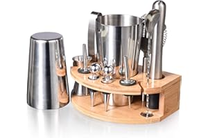 Cocktail Shaker Set,Esmula 750ML 12 Teiliges Edelstahl Barkeeper Kit Geschenk für Männer, Frauen, Freunde, Home Stylish Bar Tool Set mit Cocktail Rezeptheft (Edelstahl)