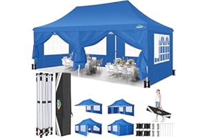 COBIZI Cenador Plegable de 3 x 6 m, 3 x 6 m, Resistente al Agua, Estable con 6 Paneles Laterales, Techo Alto y Bolsa de Transporte, Carpa para jardín, Fiesta, Festival, Boda, UV50+