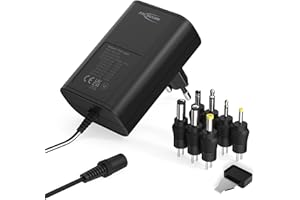 ANSMANN APS 1500 Universal Stecker Netzteil 12V inkl. 7 verschiedende Adapter Stecker - Netzstecker bis max. 1500mA - Netzadapter zur Stromversorgung vieler Elektrokleingeräte von 3-12 Volt regelbar