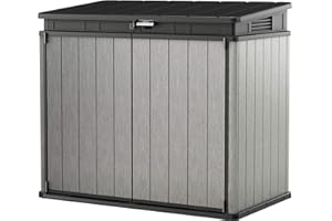 Keter Elite Store- Cobertizo de jardín Exterior, 1150L, Color Gris, tecnología Duotech Paredes aptas para Pintar, 82 x 141 x 123.5 cm