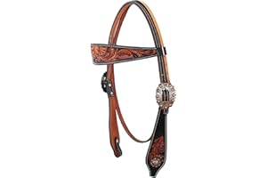 CHALLENGER Horse Western Tack Floral Tooled Browband Headstall Show Bridle 78RT20HB
