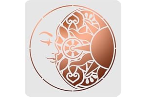 FINGERINSPIRE Mandala Sun and Moon Stencils Decoration Template 30x30cm Plastic Sun and Moon Drawing Painting Stencils Square Reusable Stencils for Painting on Wood, Floor, Wall and Tile