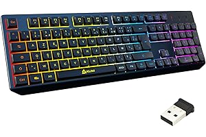 KLIM Chroma – Clavier sans Fil Gaming AZERTY FR, Rétroéclairage RGB, Silencieux & Ergonomique, Batterie Intégrée Longue Durée, Résistant aux Éclaboussures – USB 2,4 GHz pour PC/Mac/PS4/PS5 – Noir