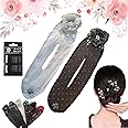 Insstyle Full Star Flower Hair Accessories, 2024 New Hand Embroidered Flowers Deft Bun, Hair Bun Maker for Long Thick Hair, Flower Hair Bun Roller, Lazy Hair Curler Deft Bun (2pcs-C)