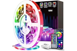 Tenmiro LED Streifen 10m, RGB LED Strip Musik sync Selbstklebend Lichterkette mit Fernbedienung und APP, Dimmbar Farbwechselnd Timer Led Band für Gaming,Party,Zimmer Deko