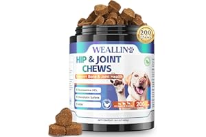 WEALLIN Joint Supplements For Dogs - Dog Joint Supplements 200Pcs Hip & Joint Care For Dogs Joint & Hip Treats with Glucosamine & Chondroitin, MSM, Lipid Mussels Joint Care Chews For All Breeds Chicken Flavor