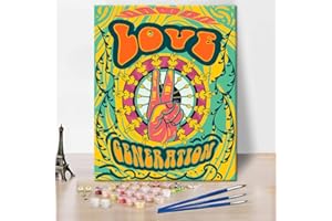 TISHIRON Vibrant Colorful Love Paint by Numbers for Adults, DIY Oil Painting Symbol and Text Abstract Hippie Style Adult Paint by Numbers Kits on Canvas Wall Decor Bedroom Paint by Numbers, Frameless 16"x20"