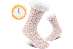 Likesing Chausson Chaussette Femme Homme Chaussette Antidérapante Chaudes Hiver Chaussette de Noel Coton Chaussettes Antidérapantes Fantaisie Sans Couture Drole Cadeau Noel Femme Homme Fille