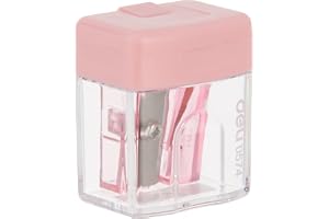 Deli Pencil Sharpener 1-hole Transparent Canister Design Assorted Color