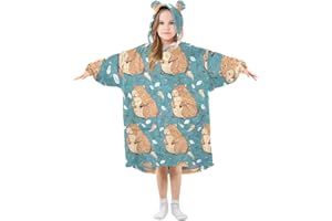 Mnsruu Girls Oversized Blanket Hoodie Baby Penguins Kids Wearable Blanket Fleece Hooded Sweatshirt