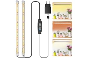 Niello 2 paski świetlne do roślin doniczkowych, pełne spektrum światła słonecznego, automatyczne włączanie/wyłączanie timera 3/9/12H, 10 poziomów ściemniania, do sukulentów